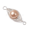 Copper Wire Wrapped Shell Pearl Connector Charms PALLOY-JF03114-01-4