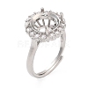 Rack Plating Round Brass Micro Pave Cubic Zirconia Adjustable Ring Components LS-KK-Q819-05P-1