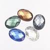 Faceted Glass Oval Cabochons X-GGLA-F008C-M-1