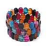 Dyed & Heated Natural Agate Oval Beaded Stretch Bracelet G-E010-01-16-1