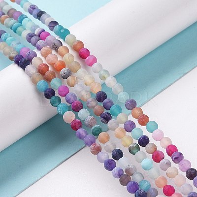 Natural Weathered Agate Beads Strands G-G589-4mm-17-1