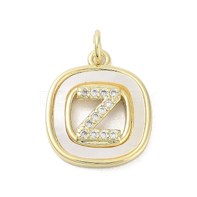 Rack Plating Brass Micro Pave Clear Cubic Zirconia Pendants KK-E102-33G-Z-1