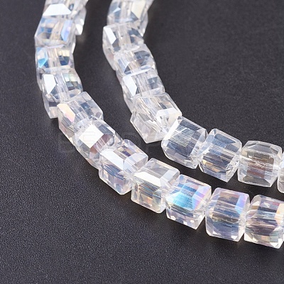 Electroplate Glass Beads Strands EGLA-D018-6x6mm-01-1