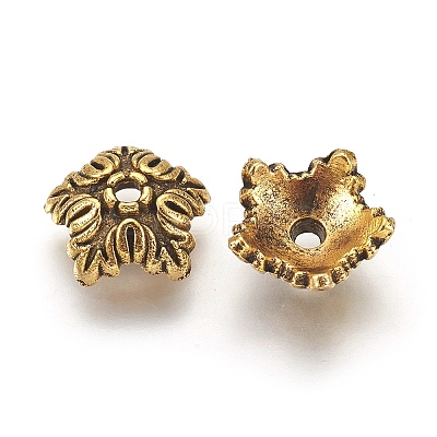 Tibetan Style Alloy Bead Caps X-TIBEB-A24621-AG-LF-1