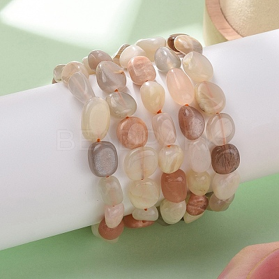 Natural Multi-Moonstone Stretch Beaded Bracelets X-BJEW-K213-C14-1