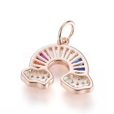 Brass Micro Pave Cubic Zirconia Pendants ZIRC-G166-26RG-1