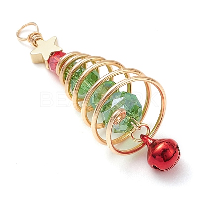 Christmas Brass & Glass Pendants PALLOY-JF02991-03-1