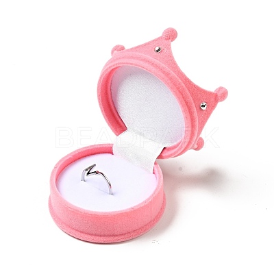 Flocking Plastic Crown Finger Ring Boxes CON-B008-01D-1