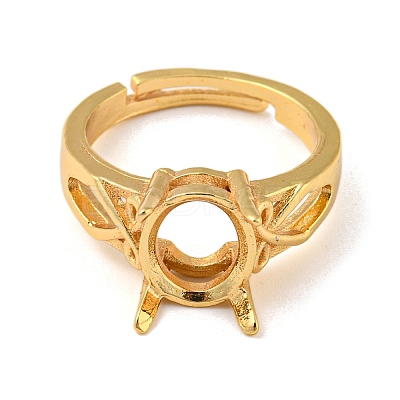 Adjustable Brass Solitaire Ring Settings KK-WH0063-11G-1