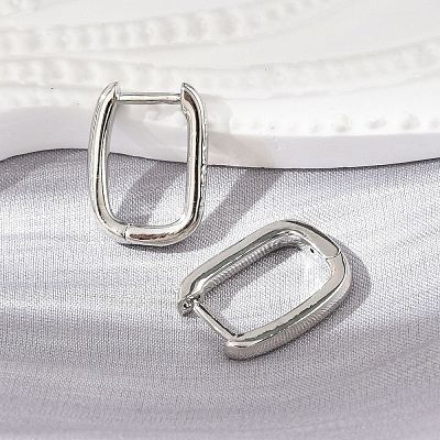 Brass Huggie Hoop Earrings LS-EJEW-L234-61-P-1