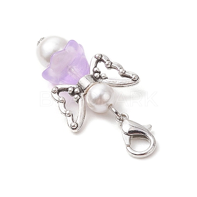 Angel Glass & Shell Pearl Bead Pendant Decorations HJEW-JM02964-1