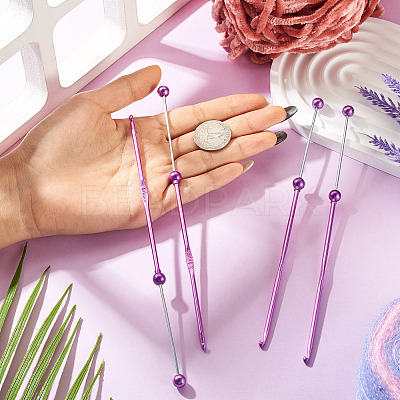 4Pcs DIY Alloy Beadable Crochet Hooks AJEW-TA0003-50B-1