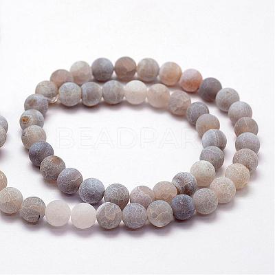 Frosted Natural Weathered Agate Beads Strands G-F374-8mm-02-1