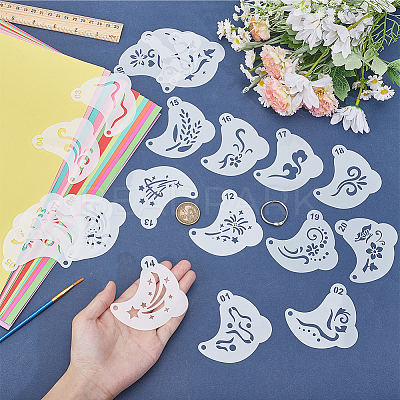 20Pcs PET Tattoo Stencil Templates AJEW-WH20141-12-1