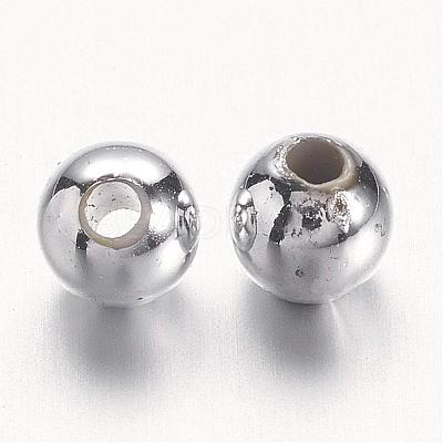 Chunky Silver Plated Acrylic Round Spacer Beads for Kids Jewelry X-PL681-1-1