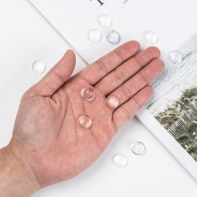 Transparent Glass Cabochons X-GGLA-R026-14mm-1