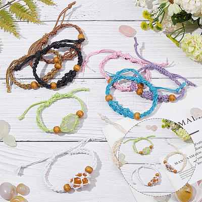 9Pcs 9 Colors Waxed Cotton Cord Braided Bracelets BJEW-PH0004-34B-1