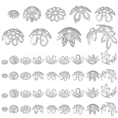675Pcs 9 Styles Iron Bead Caps IFIN-GA0001-68-1