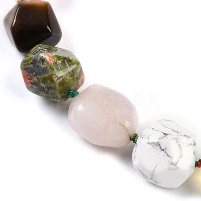 Natural Mixed Stone Nuggets Beaded Necklaces for Women Men NJEW-K388-01H-1