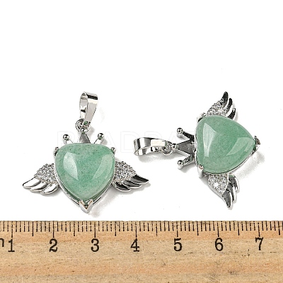 Natural Green Aventurine with Clear Cubic Zirconia Pendants G-G133-02P-25-1