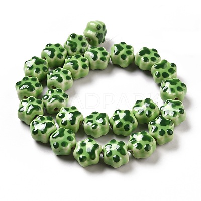 Handmade Printed Porcelain Beads PORC-F005-02E-1