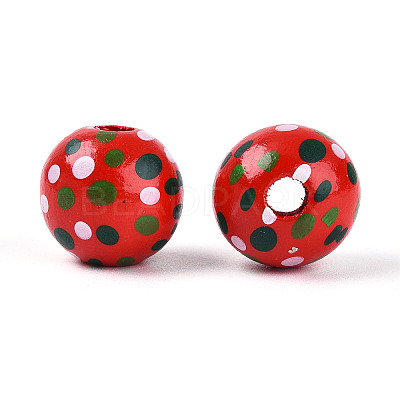 Spray Painted Schima Wood Beads WOOD-T032-36F-1