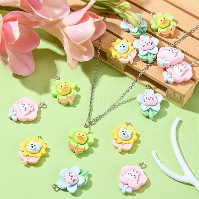 40Pcs 4 Styles Opaque Resin Pendants RESI-CJ0002-85-1