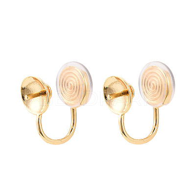Brass Micro Pave Cubic Zirconia Clip-on Earring Findings KK-N261-122A-G-1