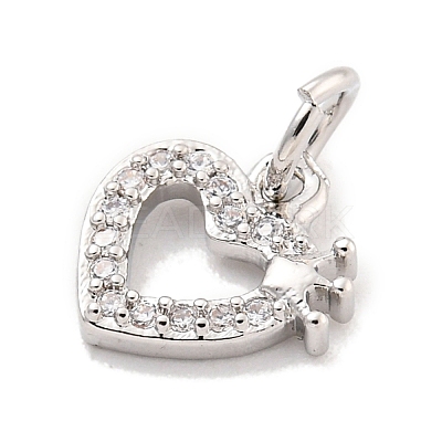 Rack Plating Brass Micro Pave Clear Cubic Zirconia Pendants KK-Q814-03P-1