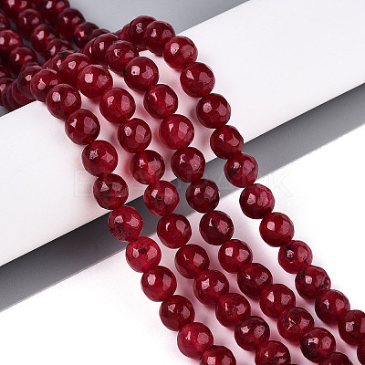 Dyed Natural White Jade Beads Strands G-T139-8mm-60-04-1