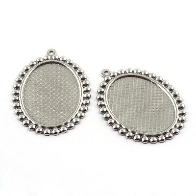 Tarnish Resistant Pendant Cabochon Settings STAS-Q194-16-1