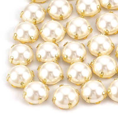ABS Plastic Imitation Pearl Shank Buttons BUTT-T002-10mm-01G-1