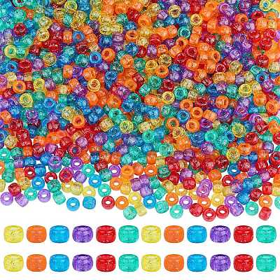 1200Pcs 6 Colors Transparent Plastic Beads KY-SZ0001-55-1