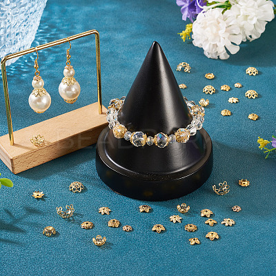 54Pcs 9 Styles Brass Bead Caps KK-TA0003-43-1