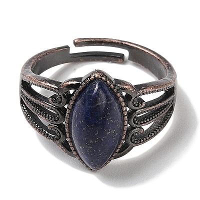 Natural Lapis Lazuli Horse Eye Adjustable Rings RJEW-K271-05R-09-1