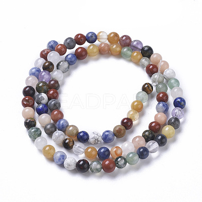 Natural Mixed Gemstone Beads Strands G-F668-08-4mm-1