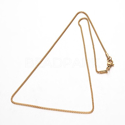 304 Stainless Steel Box Chain Necklaces NJEW-M124-10G-1