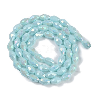 Opaque Solid Color Electroplate Glass Beads Strands EGLA-N013-P8mm-B11-1