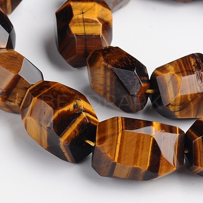 Nuggets Natural Tiger Eye Beads Strands G-D770-01-1
