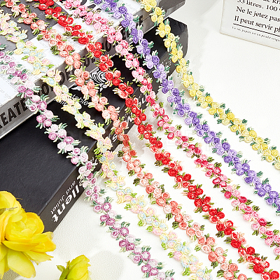 Flower Polyester Trim Ribbon OCOR-GF0001-17B-1