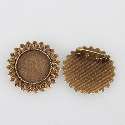 Vintage Alloy Brooch Cabochon Bezel Settings X-PALLOY-N0085-38AB-NF-1