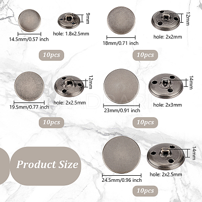 50Pcs 5 Styles 3-Hole Brass Buttons BUTT-OC0001-47B-1