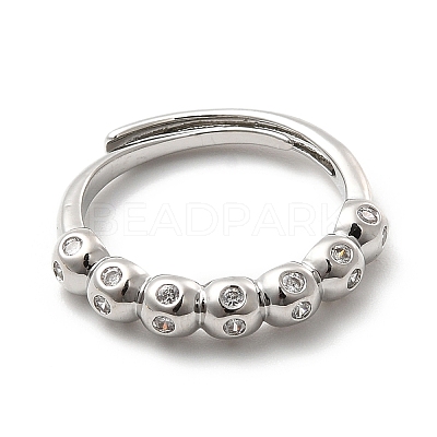 Rack Plating Brass Micro Pave Clear Cubic Zirconia Rings RJEW-E064-13P-1