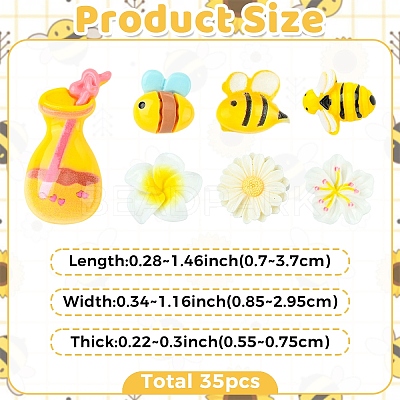 35Pcs 7 Styles Opaque Resin Cabochons RESI-YW0006-45-1