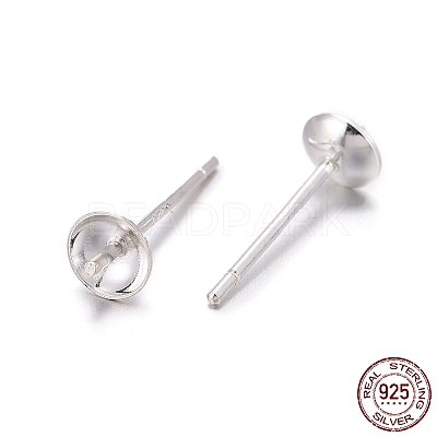 925 Sterling Silver Stud Earring Findings X-STER-K167-027B-S-1