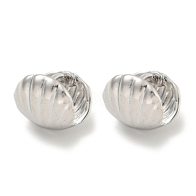 Shell Shape Brass Hoop Earrings EJEW-L211-011H-P-1