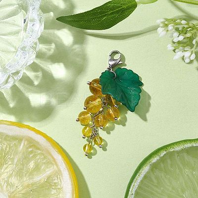 Grape Synthetic Citrine Pendant Decorations HJEW-TA00266-04-1