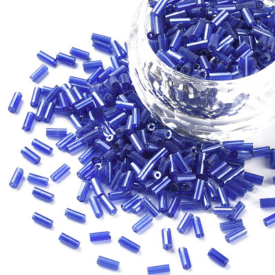 Transparent Colours Luster Glass Bugle Beads SEED-N005-001-A02-1