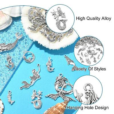 100Pcs 10 Styles Tibetan Style Alloy Pendants TIBEP-CJ0001-52-1