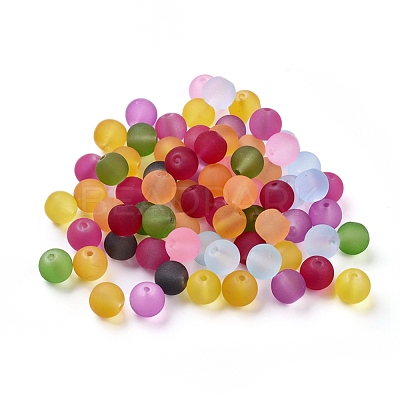 Baking Paint Transparent Glass Beads Strands X-GGB8MMY-DKM-1